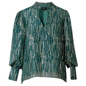Emily Lovelock Hailey Blouse Emerald Metallic Lurex Silk Heart Buttons Size XS